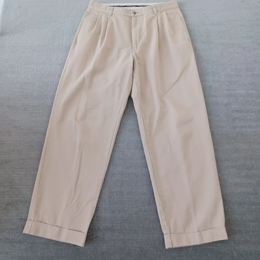 Vintage‎ Polo Ralph Lauren Pleated Pants Mens 33x30 Beige Straight Leg Classic